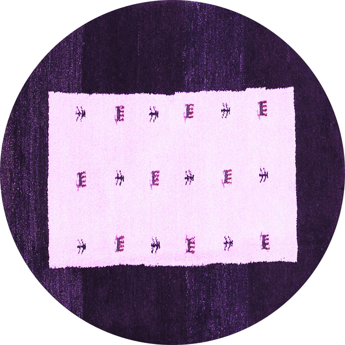 Round Machine Washable Abstract Purple Contemporary Area Rugs, wshcon2049pur