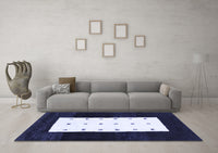 Machine Washable Abstract Blue Contemporary Rug, wshcon2049blu