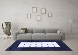 Machine Washable Abstract Blue Contemporary Rug in a Living Room, wshcon2049blu