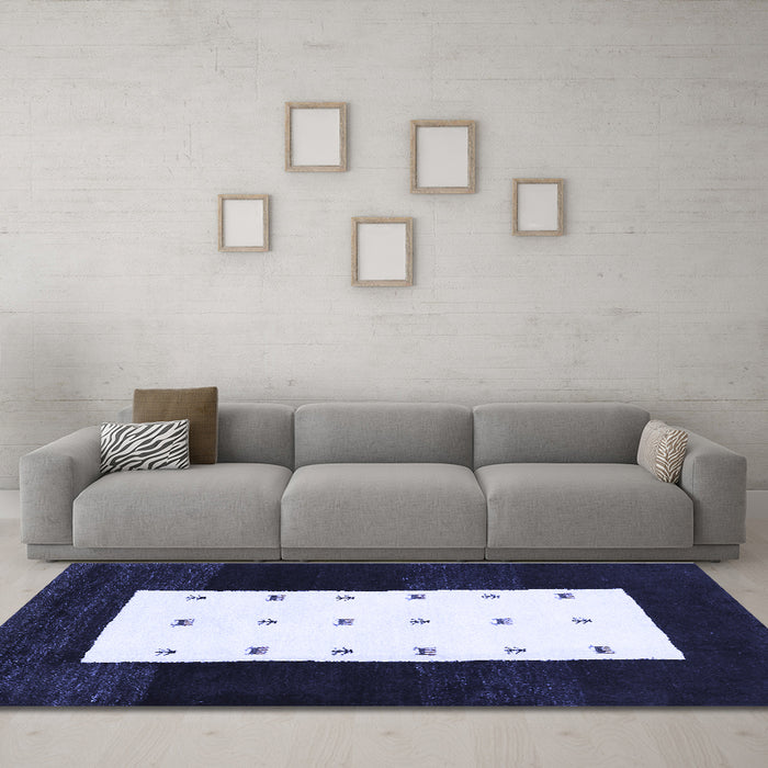 Machine Washable Abstract Blue Contemporary Rug in a Living Room, wshcon2049blu