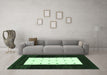 Machine Washable Abstract Emerald Green Contemporary Area Rugs in a Living Room,, wshcon2049emgrn