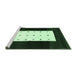 Sideview of Machine Washable Abstract Emerald Green Contemporary Area Rugs, wshcon2049emgrn