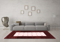 Machine Washable Abstract Red Contemporary Rug, wshcon2049red