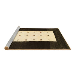 Sideview of Machine Washable Abstract Brown Contemporary Rug, wshcon2049brn