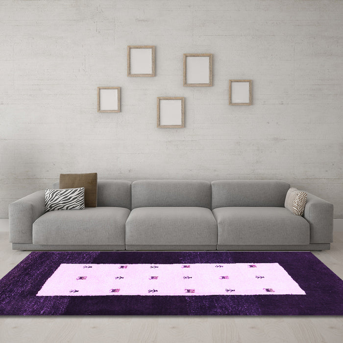 Machine Washable Abstract Purple Contemporary Area Rugs in a Living Room, wshcon2049pur