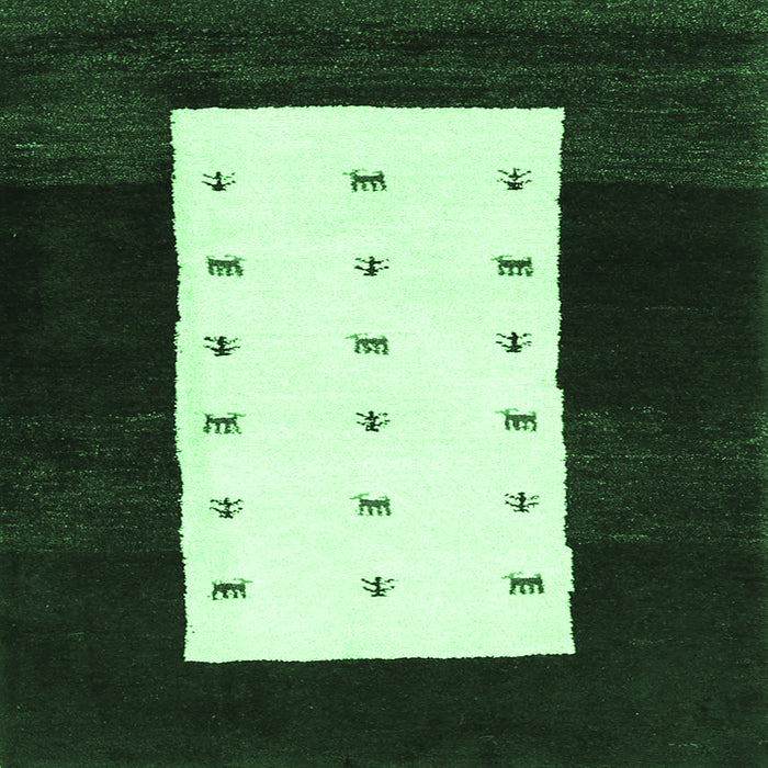 Square Abstract Emerald Green Contemporary Rug, con2049emgrn