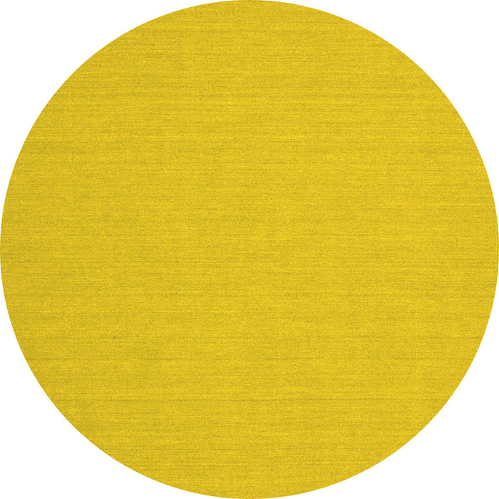Round Machine Washable Solid Yellow Modern Rug, wshcon204yw