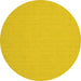 Round Machine Washable Solid Yellow Modern Rug, wshcon204yw