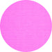 Round Machine Washable Solid Pink Modern Rug, wshcon204pnk