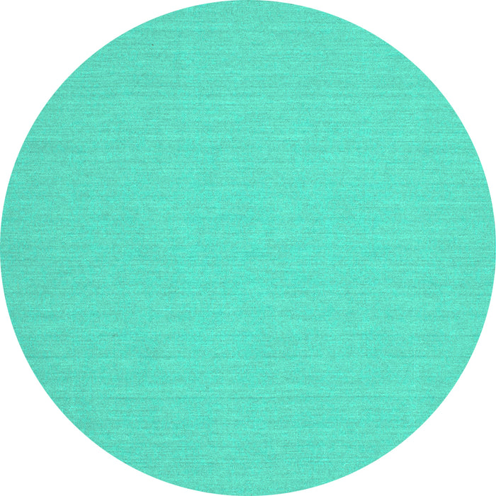 Round Machine Washable Solid Turquoise Modern Area Rugs, wshcon204turq