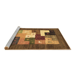 Sideview of Machine Washable Abstract Brown Contemporary Rug, wshcon2050brn