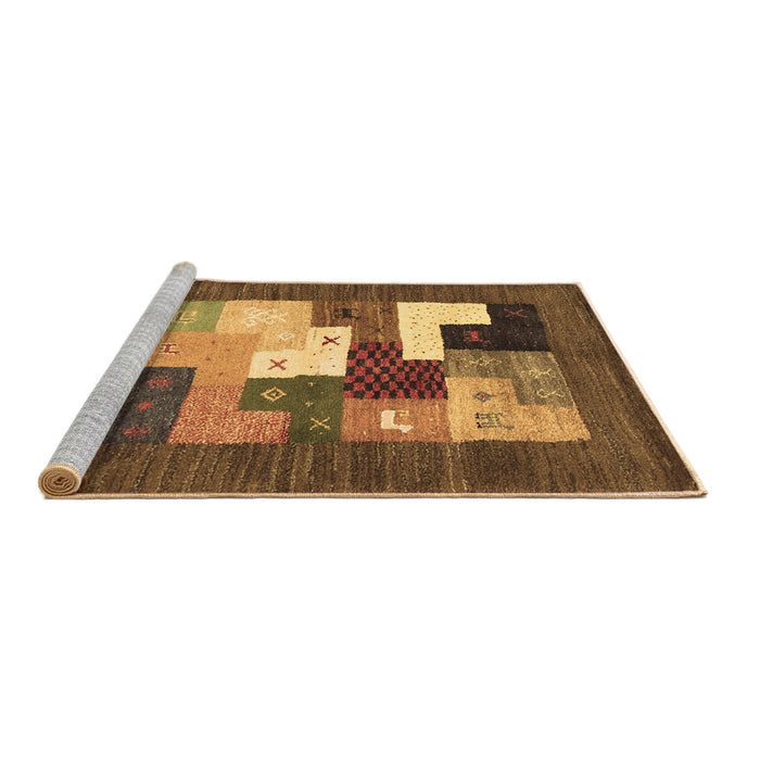 Sideview of Machine Washable Abstract Brown Contemporary Rug, wshcon2050brn