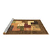 Sideview of Machine Washable Abstract Brown Contemporary Rug, wshcon2050brn