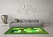 Machine Washable Abstract Green Contemporary Area Rugs in a Living Room,, wshcon2050grn