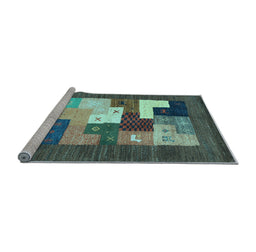 Sideview of Machine Washable Abstract Light Blue Contemporary Rug, wshcon2050lblu