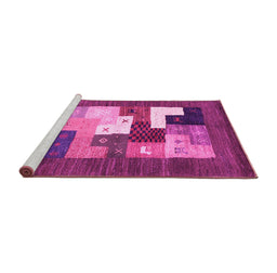 Sideview of Machine Washable Abstract Pink Contemporary Rug, wshcon2050pnk