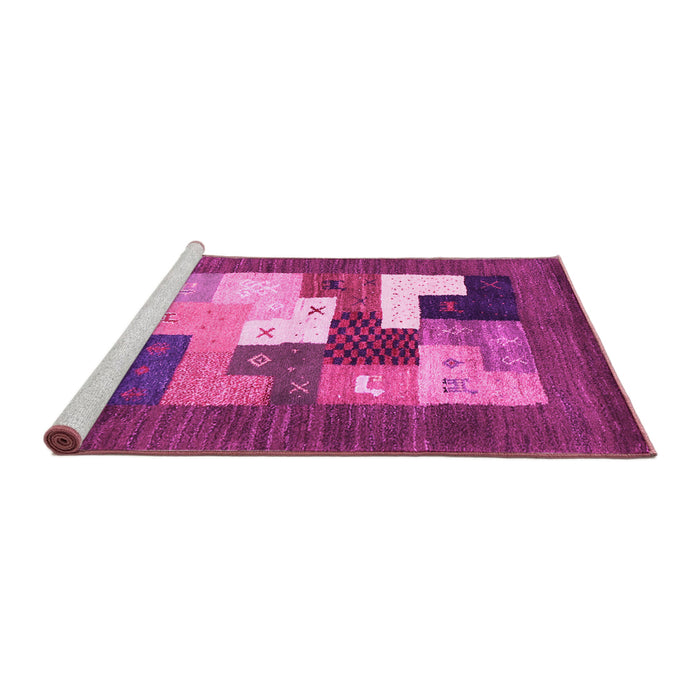 Sideview of Machine Washable Abstract Pink Contemporary Rug, wshcon2050pnk