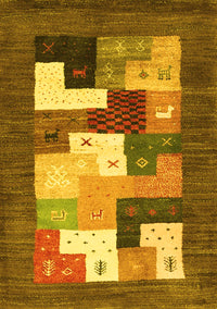 Abstract Yellow Contemporary Rug, con2050yw