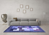 Machine Washable Abstract Blue Contemporary Rug, wshcon2050blu