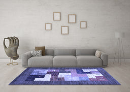 Machine Washable Abstract Blue Contemporary Rug in a Living Room, wshcon2050blu