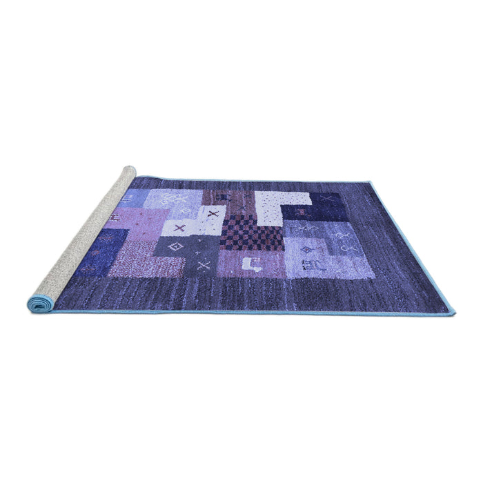 Sideview of Machine Washable Abstract Blue Contemporary Rug, wshcon2050blu