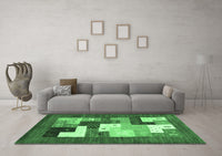 Machine Washable Abstract Emerald Green Contemporary Rug, wshcon2050emgrn