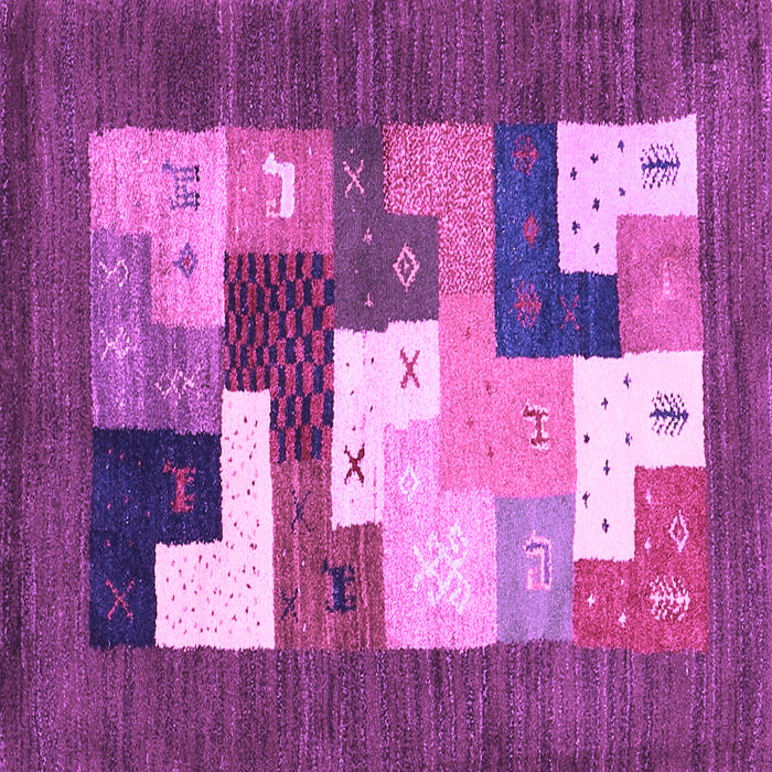 Square Machine Washable Abstract Purple Contemporary Area Rugs, wshcon2050pur