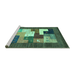 Sideview of Machine Washable Abstract Turquoise Contemporary Area Rugs, wshcon2050turq