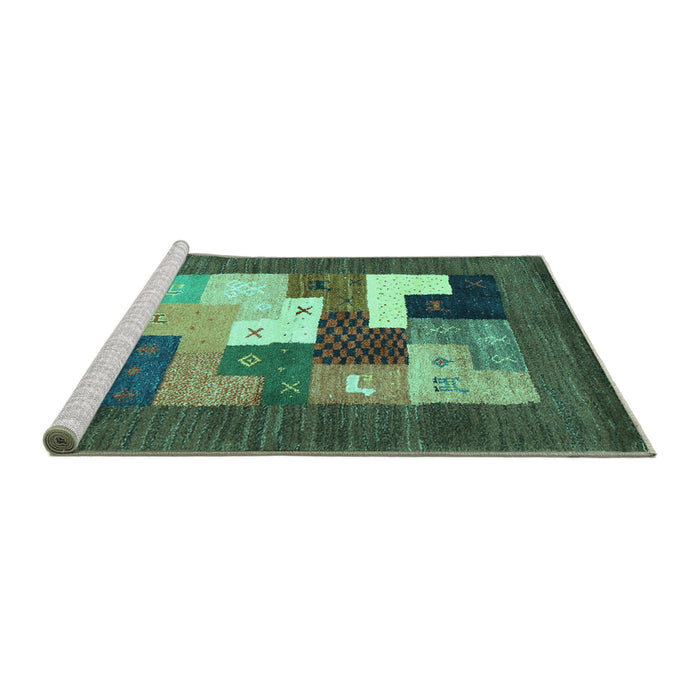 Sideview of Machine Washable Abstract Turquoise Contemporary Area Rugs, wshcon2050turq