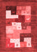 Abstract Red Contemporary Area Rugs