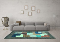 Machine Washable Abstract Light Blue Contemporary Rug, wshcon2050lblu