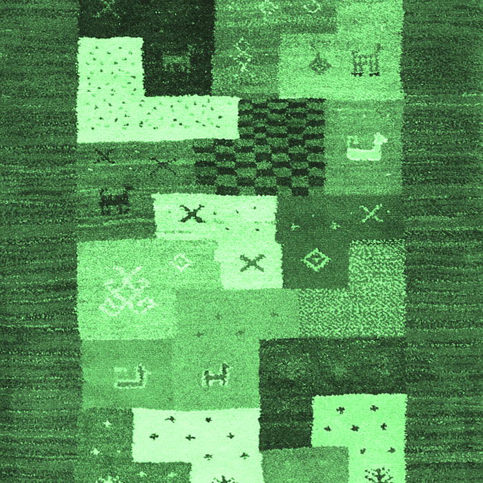 Machine Washable Abstract Emerald Green Contemporary Area Rugs, wshcon2050emgrn