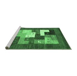 Sideview of Machine Washable Abstract Emerald Green Contemporary Area Rugs, wshcon2050emgrn