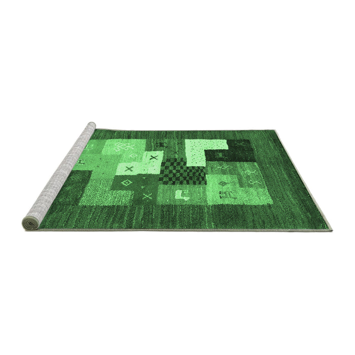 Sideview of Machine Washable Abstract Emerald Green Contemporary Area Rugs, wshcon2050emgrn