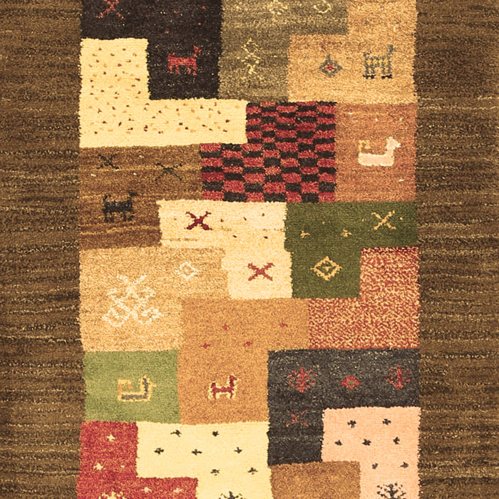 Machine Washable Abstract Brown Contemporary Rug, wshcon2050brn
