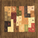 Square Machine Washable Abstract Brown Contemporary Rug, wshcon2050brn