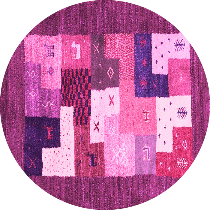 Round Abstract Pink Contemporary Rug, con2050pnk