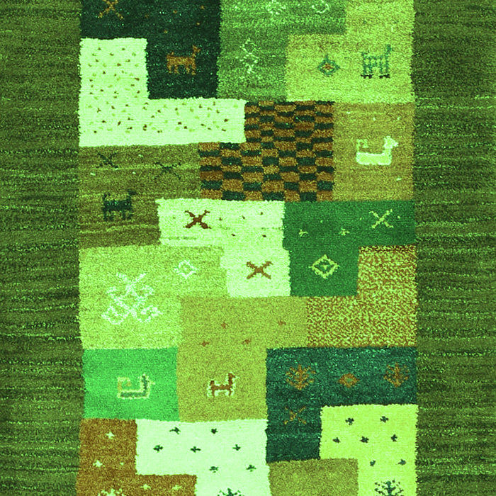 Serging Thickness of Machine Washable Abstract Green Contemporary Area Rugs, wshcon2050grn