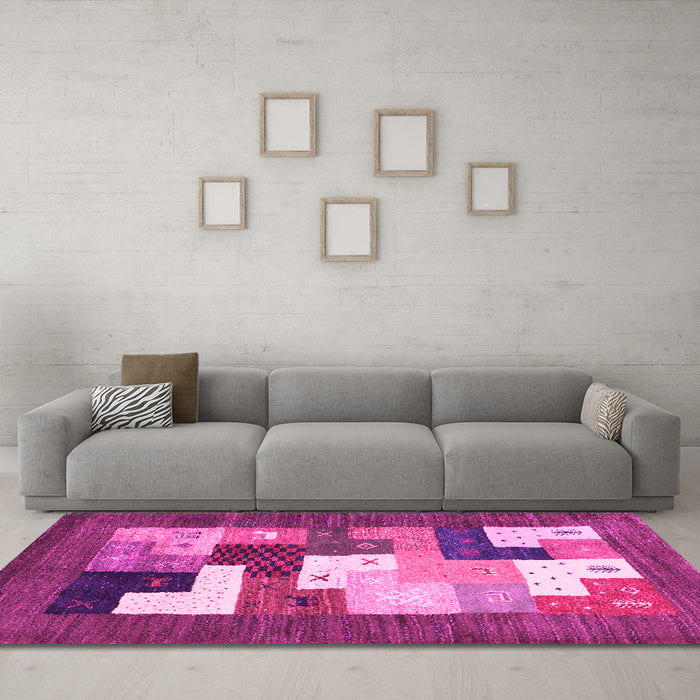 Machine Washable Abstract Pink Contemporary Rug in a Living Room, wshcon2050pnk