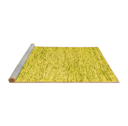 Sideview of Machine Washable Abstract Yellow Contemporary Rug, wshcon2051yw