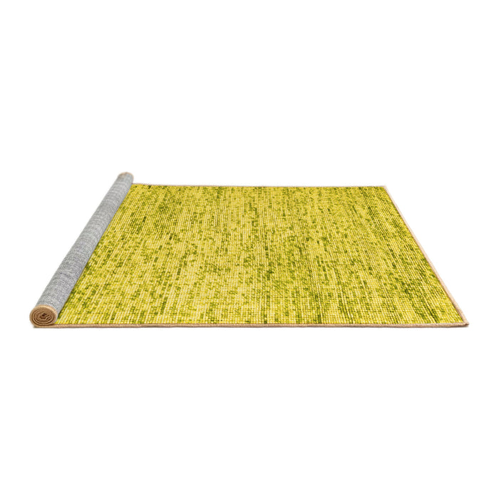 Sideview of Machine Washable Abstract Yellow Contemporary Rug, wshcon2051yw