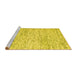 Sideview of Machine Washable Abstract Yellow Contemporary Rug, wshcon2051yw