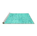 Sideview of Machine Washable Abstract Turquoise Contemporary Area Rugs, wshcon2051turq