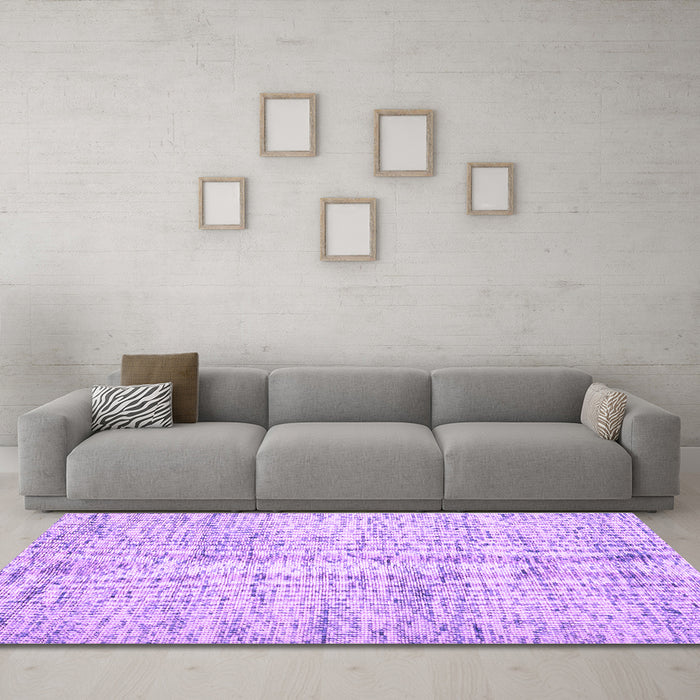 Machine Washable Abstract Purple Contemporary Area Rugs in a Living Room, wshcon2051pur