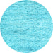 Round Abstract Light Blue Contemporary Rug, con2051lblu