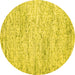 Round Machine Washable Abstract Yellow Contemporary Rug, wshcon2051yw