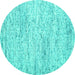 Round Abstract Turquoise Contemporary Rug, con2051turq