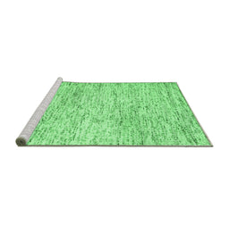 Sideview of Machine Washable Abstract Emerald Green Contemporary Area Rugs, wshcon2051emgrn