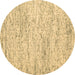 Round Abstract Brown Contemporary Rug, con2051brn