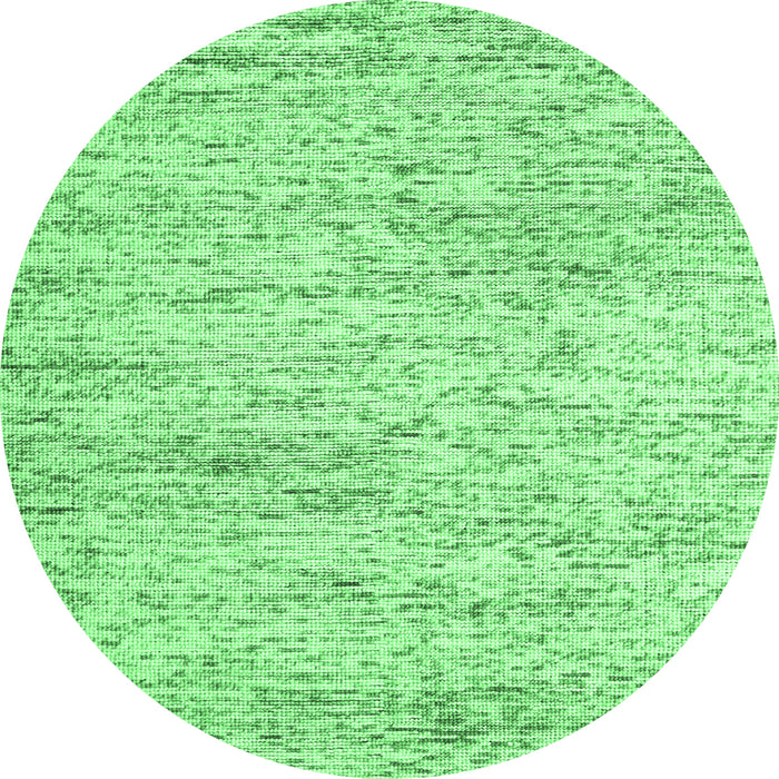 Round Machine Washable Abstract Emerald Green Contemporary Area Rugs, wshcon2051emgrn